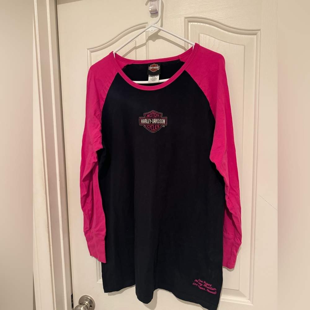 Harley-Davidson women’s hot pink black shirt. Las Vegas. 2XL